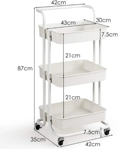 ESTANTE RODANTE DE 3 NIVELES
