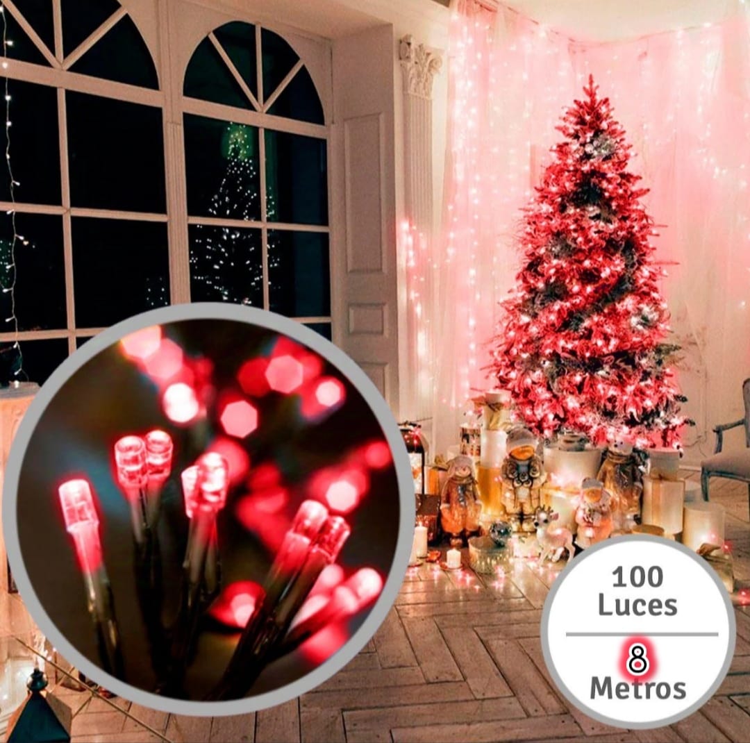 Lineal 100 Bombillos Cable Verde 8 Mtrs