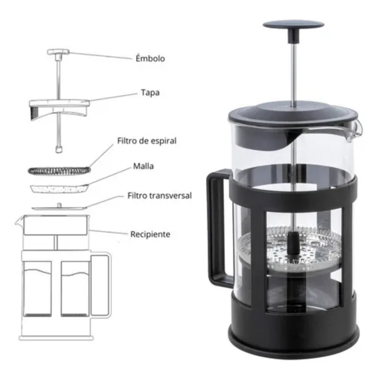 🖤☕ Cafetera Prensa Francesa 350ml☕ 🖤