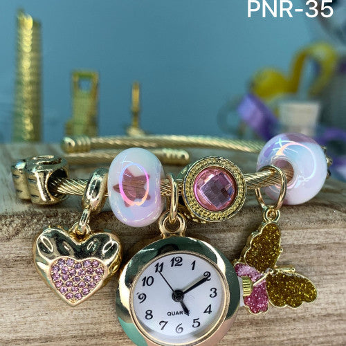 PNR RELOJ PULSERA TIPO PANDORA DORADO