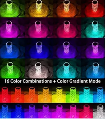 Lampara De Mesa De Cristal 16 Colores