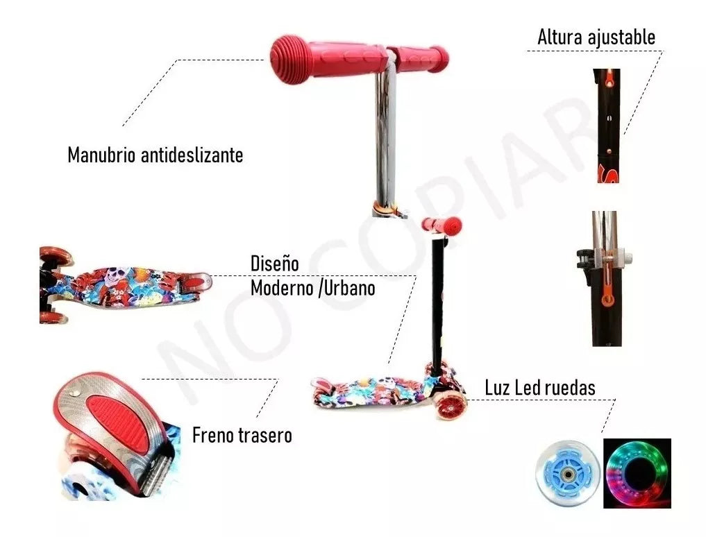 Scooter Monopatín Metálico Graffiti Pati