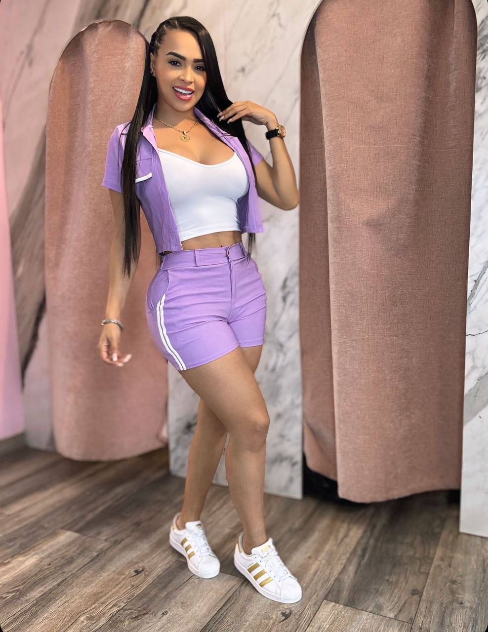 ✨ Conjunto Short, Blusa Y Chaleco M028 ✨