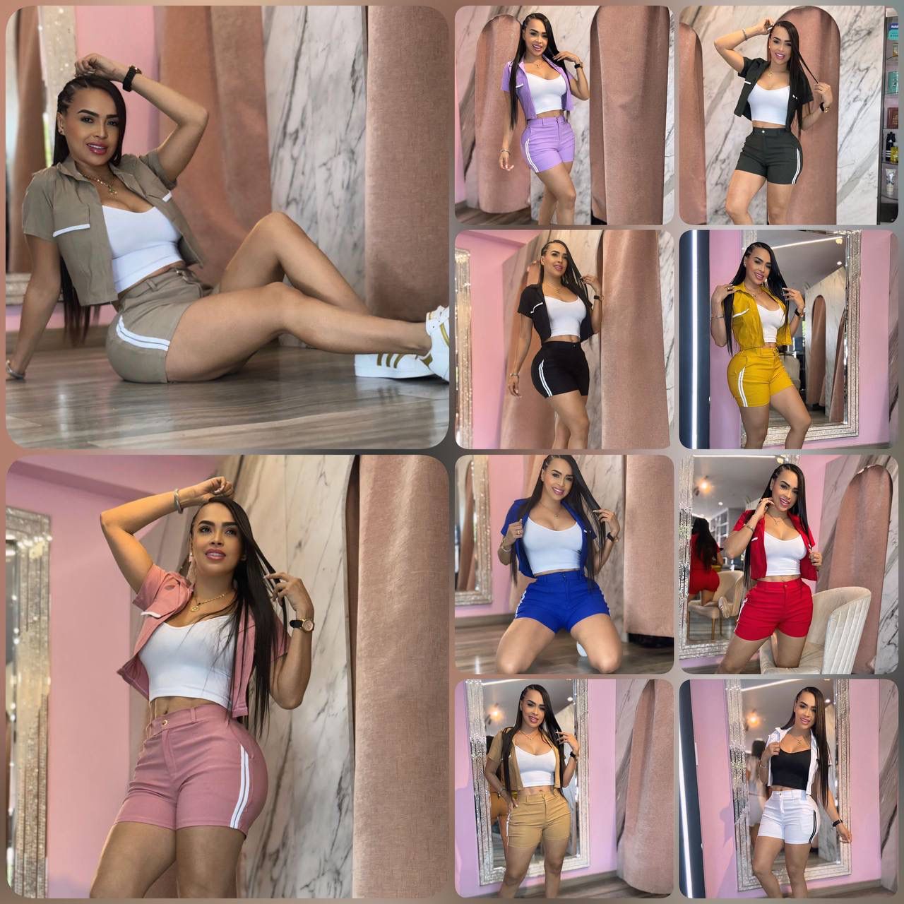 ✨ Conjunto Short, Blusa Y Chaleco M028 ✨